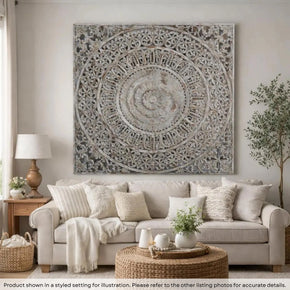 Transitional Style Carved Lattice Mandala Panel 72"x72"