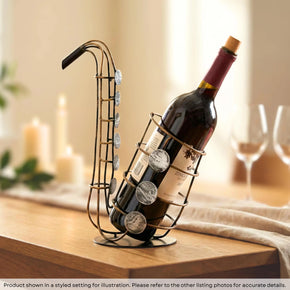 Eclectic Metal Wine Bottle Holder -  Saxophone Shaped