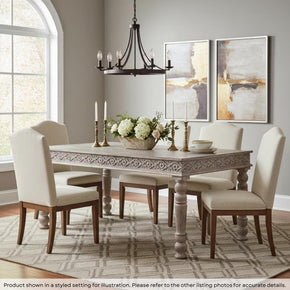 Transitional Style Carved Solid Wood 72" 6-Seater Dining Table