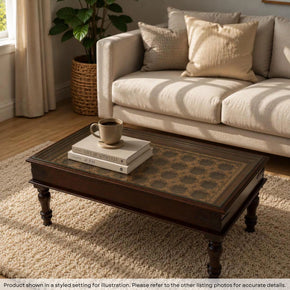 Antique Teak Wood Door Repurposed Transitional Style Coffee Table