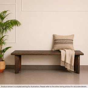 Mid Century Modern Solid Wood 60 in. Long Bench