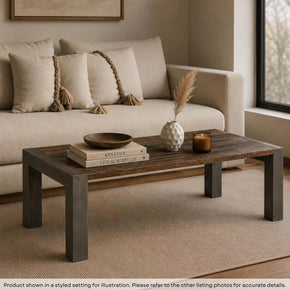 Rustic Modern 48 in. x 24 in. Rectangle Metal And Spalted Wood Coffee Table