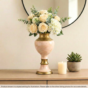 Elegant White Gold Painted Wooden Tall Vase
