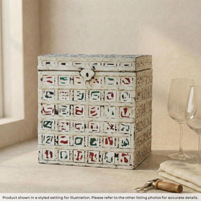 Distressed White Finish Solid Wood Wine Bottle Gift Box