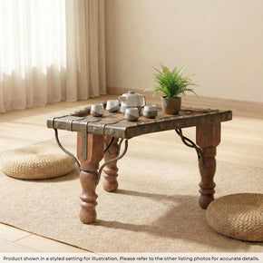 Ox Cart Style 12" Tall Display Table With Iron Accent