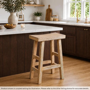 Reclaimed Wood Rustic Farmhouse Style White Washed 26in. Tall Counter Stool