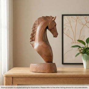 Hand Carved Wooden Horse Bust Statue