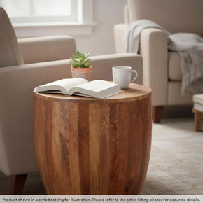 Reclaimed Wood Farmhouse 20" Round Drum End Table