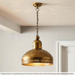 16 in. Round Antique Brass Finish Metal Pendant Lighting
