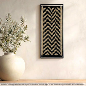 Handmade Black And Brown Natural Woven Jute Wall Art In Metal Frame