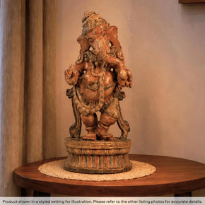 Vintage Hand Carved Dancing Ganesha 20 in. Tall Statue