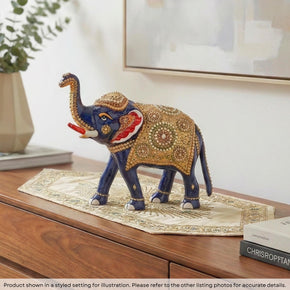 Ornate Elephant Statue With Stone Embellishments