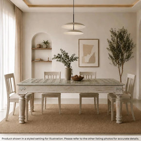 Farmhouse Style Distressed White Antique Door 79" Long Dining Table