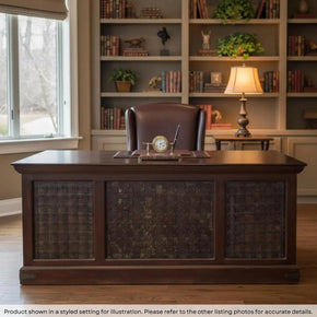 Rustic Ranch Style 72" Wide Solid Wood Desk With Metal Accents