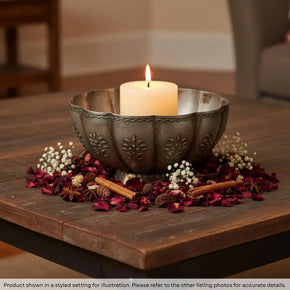 Unique Handmade Embossed Metal 7" x 4" Decorative Bowl
