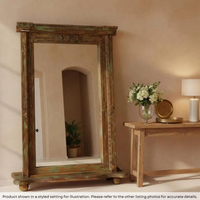 Farmhouse Style Antique Doorframe Repurposed Large Freestanding Floor Mirror