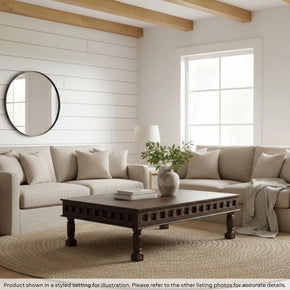 Handcrafted Eclectic Solid Wood 64 in. X 44 in. Large Coffee Table