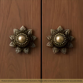 Transitional Style Antique Brass Finish Cabinet Rosette Knobs