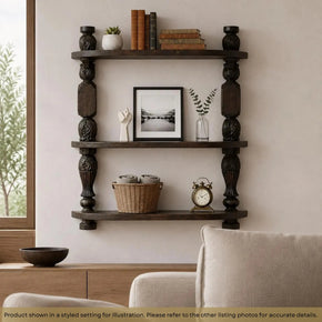 Rustic Carved Wood Bedposts Repurposed Wall Floating Shelf