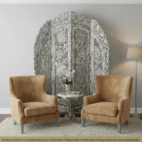 Eclectic Wooden Lattice Carved Floral Screen Room Divider