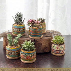 Vintage Hand Painted Farmhouse Style Wooden Small Pot Centerpiece