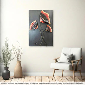 Artistically Handcrafted Metal Floral Wall Art On 24 in. X 36 in. Wood Base