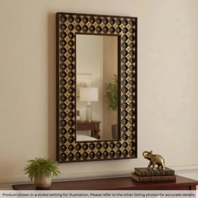 Ornate Wooden 30 in. x 47 in. Rectangle Mirror With Brass Accents