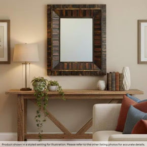Modern Farmhouse Style 30 in. x 36 in. Distressed Reclaimed Wood Rectangle Mirror