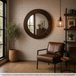 Country Style Vintage Wagon Wheel Upcycled 47" Round Rustic Mirror