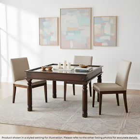 Intricately Hand Carved Solid Wood Mandala 48" Square Dining Table