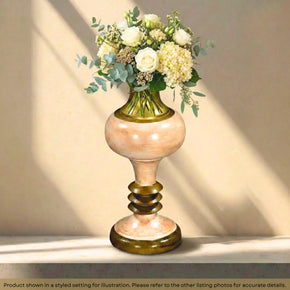 Transitional White Gold Painted 18 in. Tall Wooden Vase