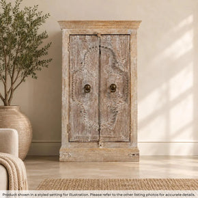 Vintage Carved Door Upcycled 48 in. Tall Rustic Cabinet