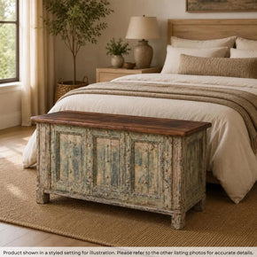 Antique Door Repurposed 47" Wide Rustic Bed End Chest