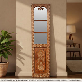 Vintage Bone Inlaid Wooden 72 inch Tall Decorative Mirror