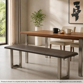 Modern Live Edge Solid Wood Top Bench With Distressed Chrome Finish Base