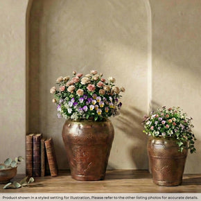 Copper Painted Vintage Decorative Vase, Set of 2