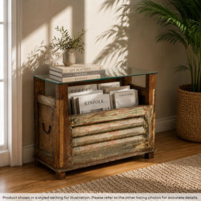 Vintage Distressed Shutter Repurposed Rustic Magazine Rack End Table