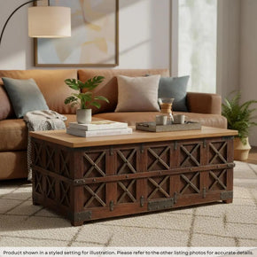 Rustic Ranch Style Antique Teak Wood Chest Extra Large Coffee Table