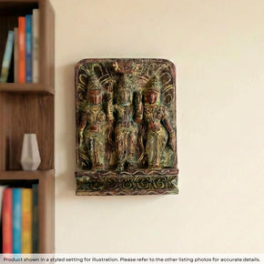 Tribal Carved Vintage Wooden Krishna And Gopis Wall Art
