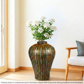 24 inch Tall Vintage Hand Painted Rustic Metal Canister