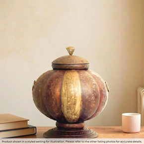 Vintage Metal Decorative 24" Tall Round Vase With Lid