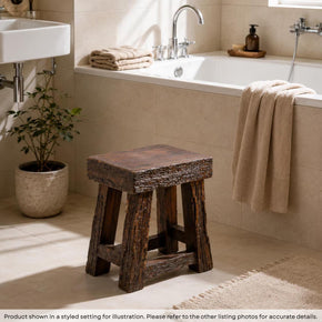 Rustic Ranch Style Distressed Spalted Wood 19 in. Tall Stool/ Table