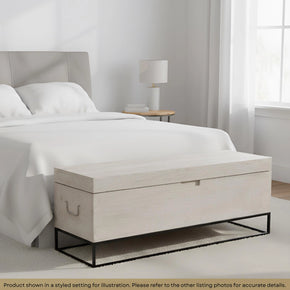Modern Solid Wood 46" Long Bed End Chest On Metal Stand