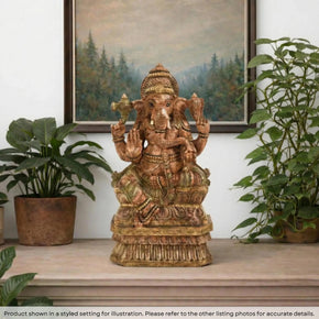 Traditional Carved 24" Tall Wooden Ganesha Statue