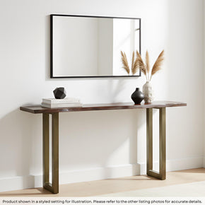Modern Live Edge Solid Wood Top Console With Chrome Base