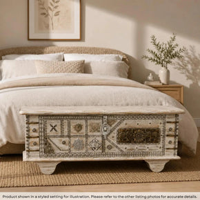 Farmhouse Style 45 in. Wide Distressed White Solid Wood Chest