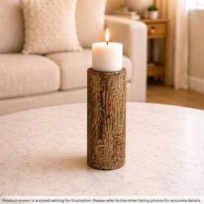 Farmhouse Style 12" Tall Solid Wood Pillar Candle Holder