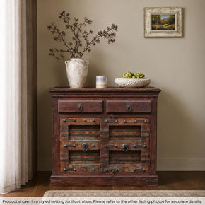 45 in. Wide Rustic Antique 2-Door Buffet Cabinet With Drawers