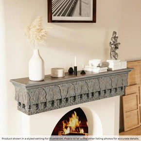 Farmhouse Style Hand Carved 36 in. Long Fireplace Mantel / Wall Shelf