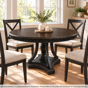 Transitional Style Vintage 48" Round Solid Wood Dining Table